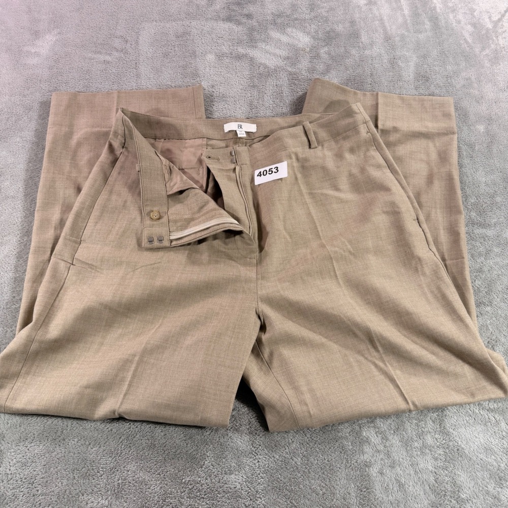 Banana Republic Modern Straight Pants Women 16 Beige 100% Wool High Rise 539210